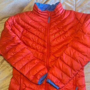 EUC Red Helly Hansen Pertex Microlight Down Jacket Blue Accents